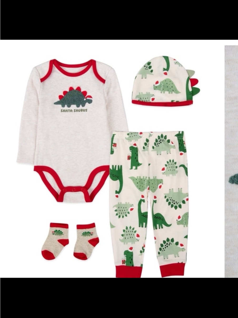 NWT baby essentials baby boy’s Santa saurus layette 4-pc set size 6 months